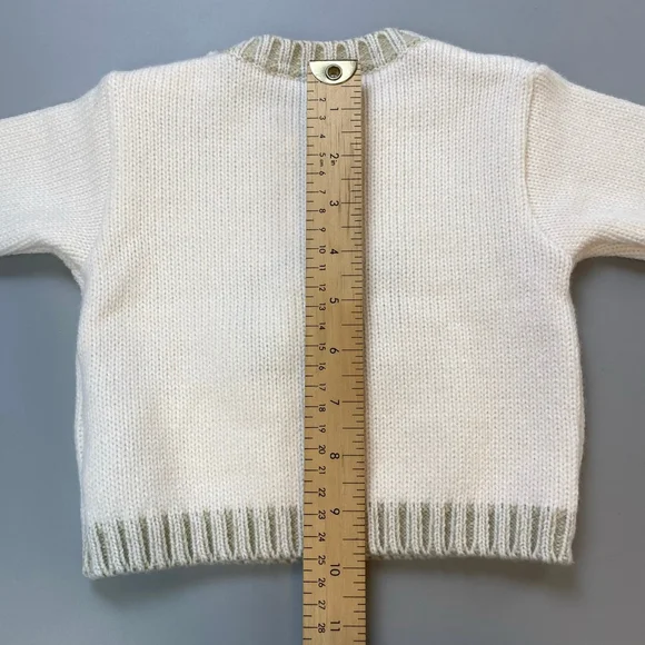 Baby Marks & Spencer Sweater 3-6 months Cream Green Sheep Knit Cottage Classic - Picture 5 of 11